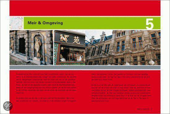 Collage van foto's: stadsgezichten en gebouwen in de wijk Meir. Titel 'Meir & Omgeving'.