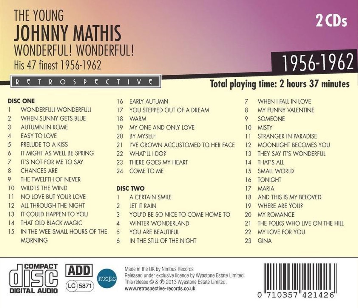 Johnny Mathis - Mathis: Wonderful! Wonderful! His 4 (2 CD)