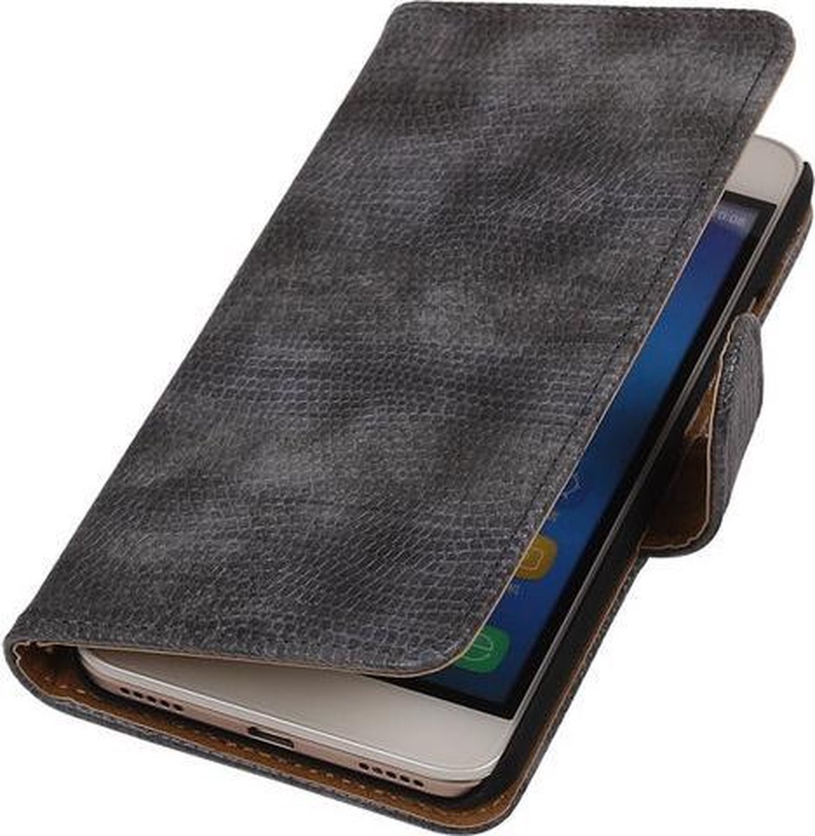 Huawei Honor Y6 - Mini Slang Grijs Booktype Wallet Hoesje