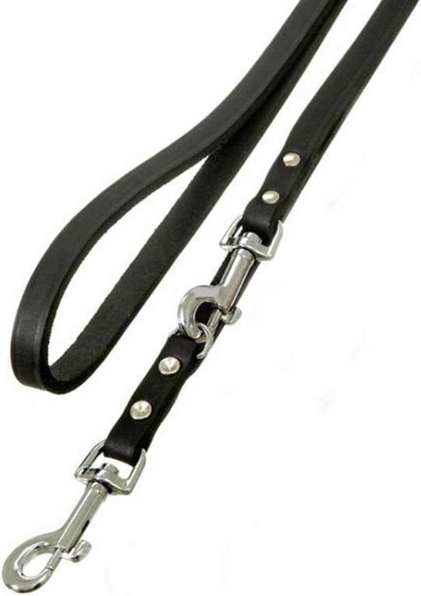 Topmast Hondenriem - Hondenlijn - Trainingslijn - Verstelbaar - Vetleer - Zwart - Soepel -18 mm x 200 cm - Stevig
