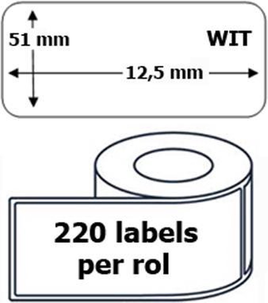 1x Dymo 99017 compatible 220 labels / 51 mm x 12,5 mm / wit / papier