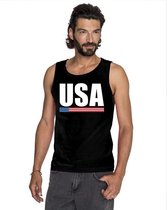 Zwart USA supporter singlet shirt/ tanktop heren 2XL