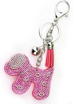 Tashanger sleutelhanger hondje met strass - roze