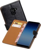 Zakelijke Book Case Telefoonhoesje Geschikt voor de Samsung Galaxy A7 2018 - Portemonnee Hoesje - Pasjeshouder Wallet Case - Zwart