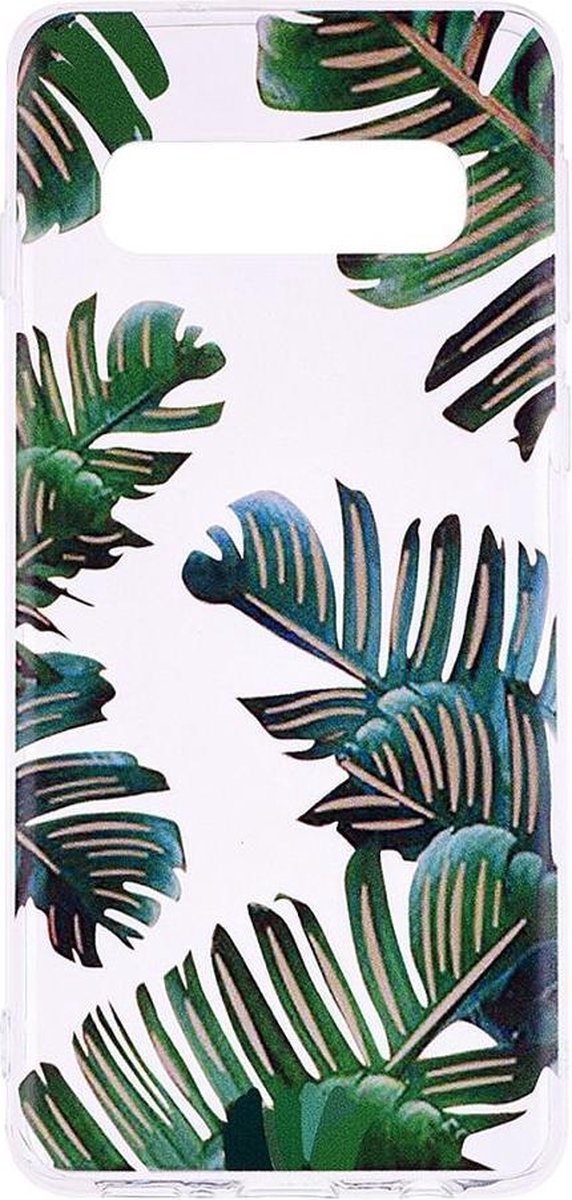 Shop4 - Geschikt voor Samsung Galaxy S10 Plus Hoesje - Zachte Back Case Bladeren Groen