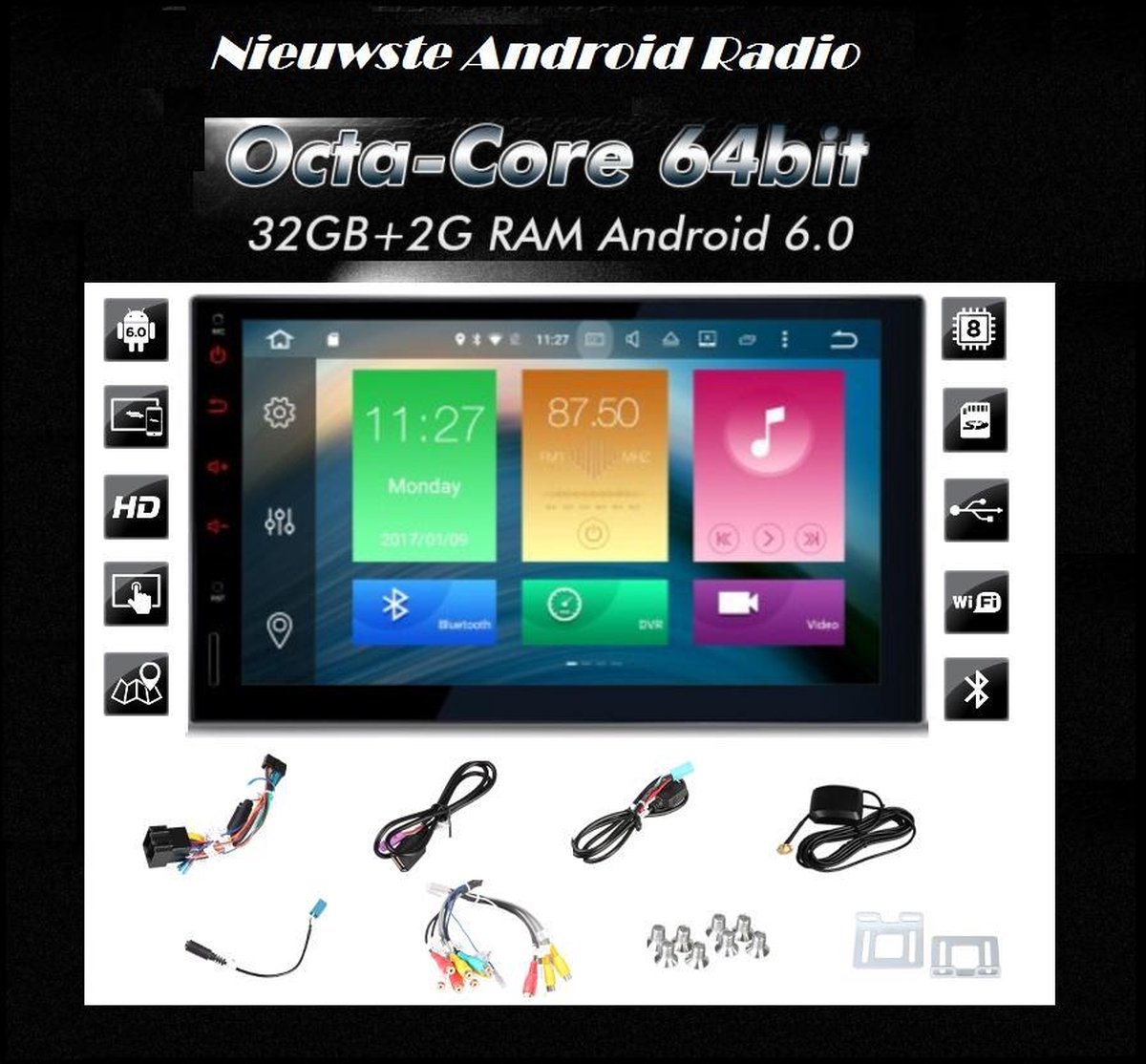 Autoradio android avec cadre 2-DIN FIAT Stilo 2001-2007 Audiovolt 11-059 |  bol.