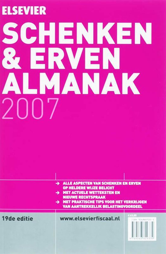 Cover van het boek 'Elsevier Schenken en Erven Almanak / 2007 / druk 1' van  Onbekend