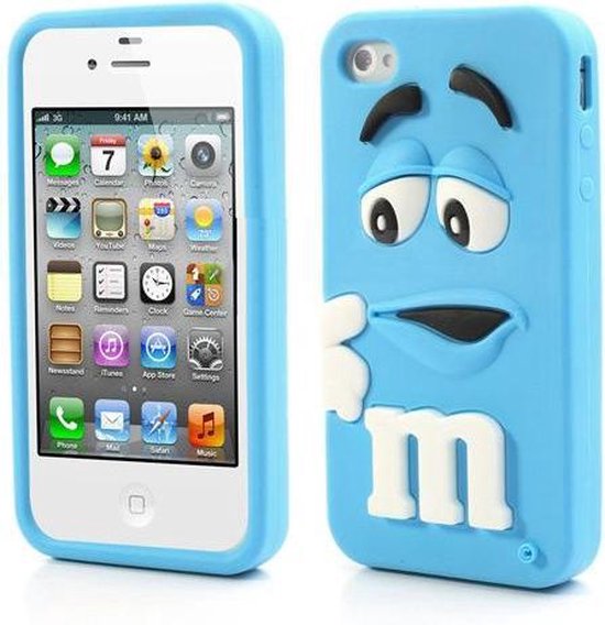reinigen Idool Strak M&M's Blauw 3D Siliconen Hoesje iPhone 4 / 4S | bol.com