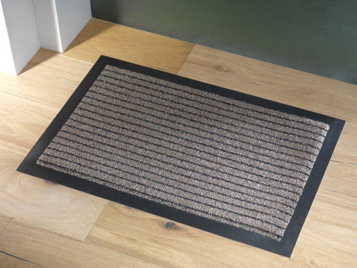 JYG Enter Deurmat Binnen – Schoonloopmat & Droogloopmat – 80 x 120 cm – Beige Gestreept – Antislip