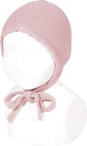 Cóndor Geboortemutsje met strik  Bonnet | Pale pink | licht roze