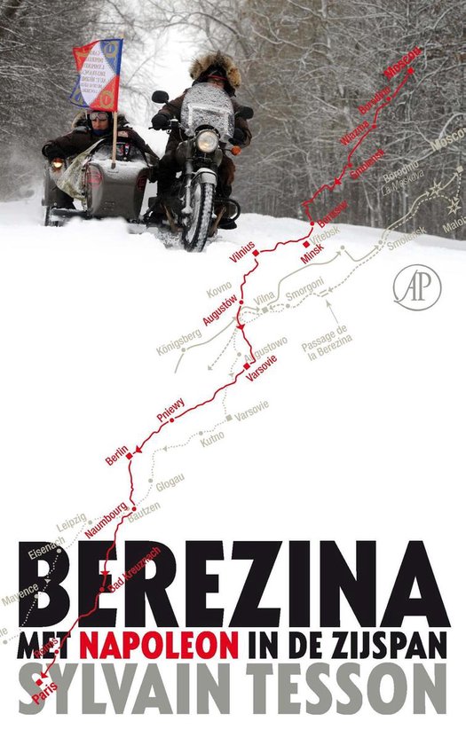 Boekomslag Berezina met Napoleon in de zijspan, Sylvain Tesson.