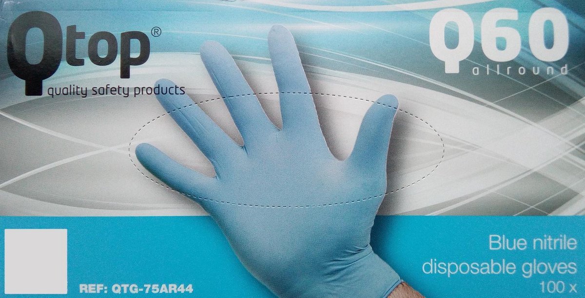 Qtop Nitril Wegwerp Handschoenen Latex En Poedervrij Blauw Maat Xl