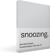 Snoozing - Taies d'oreiller - Lot de 2 - Percale de coton - 60x70 cm - Gris