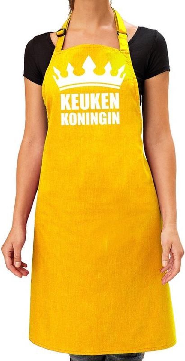 Keuken koningin keukenschort geel voor dames - Moederdag - bbq schort