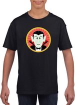 Halloween vampier/Dracula t-shirt zwart kinderen S (122-128)