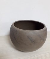 DBT Bloempot Aardewerk Grijs-Bruin D 26 cm H 19 cm