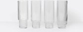 FERM LIVING - Ripple Glass Longdrink - Glazen set van 4 - 0,30L