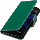 Groen Pull-Up PU booktype wallet cover hoesje voor Samsung Galaxy S7 Edge