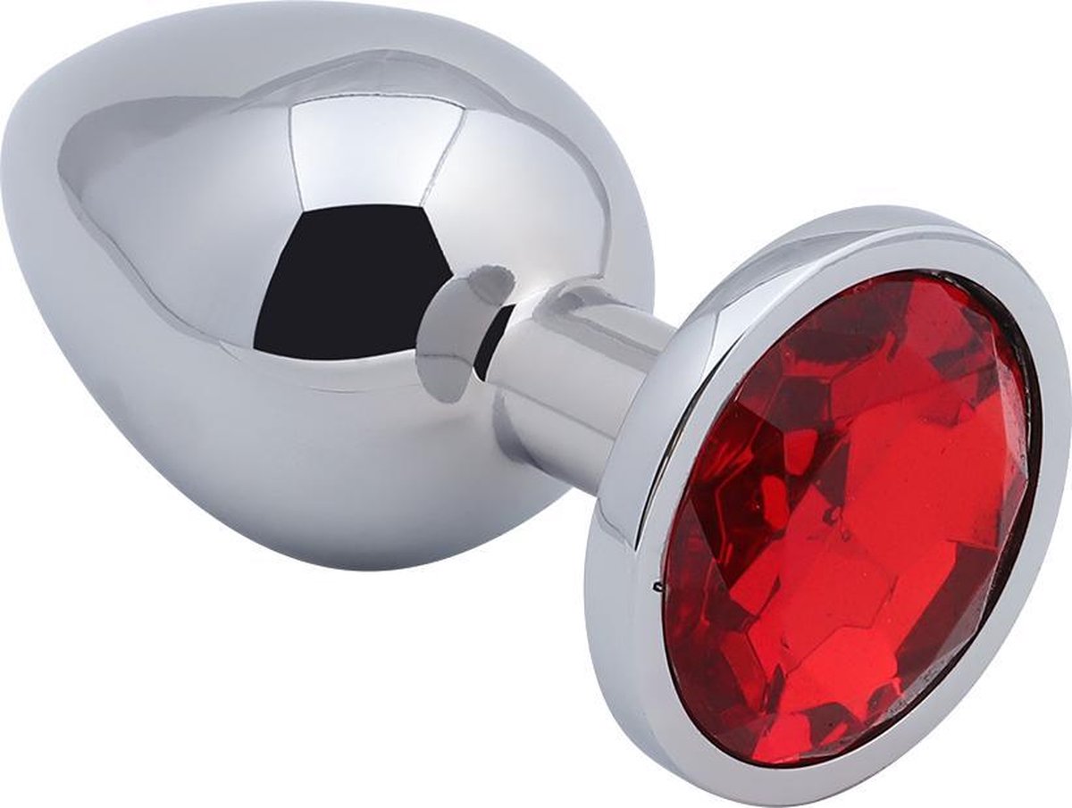 Goedkoopste Banoch - Buttplug Aurora Red Large - Metalen buttplug - Diamant steen - Rood