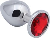 Banoch - Buttplug Aurora Red Large - Metalen buttplug - Diamant steen - Rood