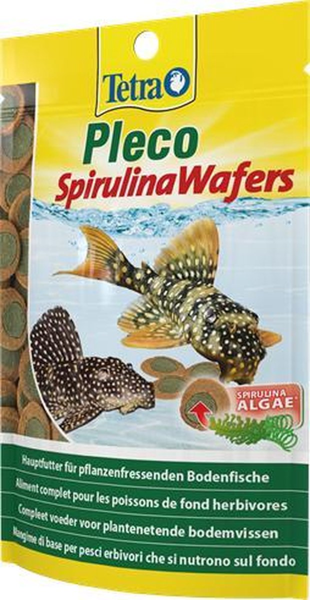 Tetra pleco algae wafers 42 gr voor plantenetende bodemvissen