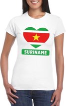 Suriname hart vlag t-shirt wit dames L