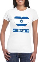 Israel hart vlag t-shirt wit dames XL