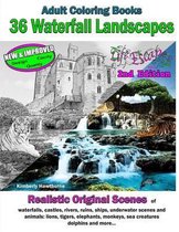 Adult Coloring Books: 36 Waterfall Landscapes 2nd Edition