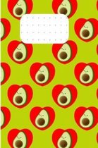 Cute Avocado in Red Heart Pattern Notebook