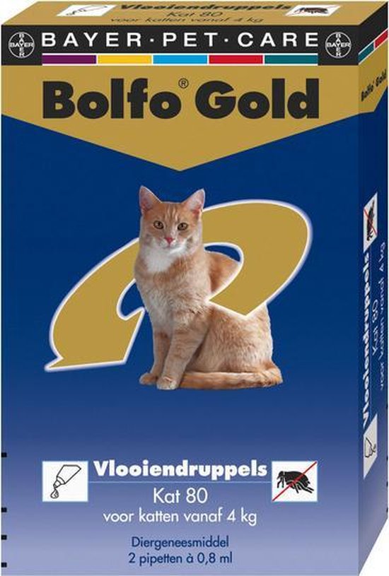 Bayer Bolfo Gold 80 Anti vlooienmiddel - Kat - > 4 kg - 4 pipetten - Bayer
