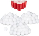 Relaxdays beerpong ballen - 144 tafeltennisballen - ping pong ballen - lottoballetjes wit