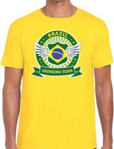 Geel Brazil drinking team t-shirt geel heren - Brazilië kleding S