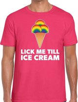 Lick me till ice scream gay pride t-shirt roze voor heren L