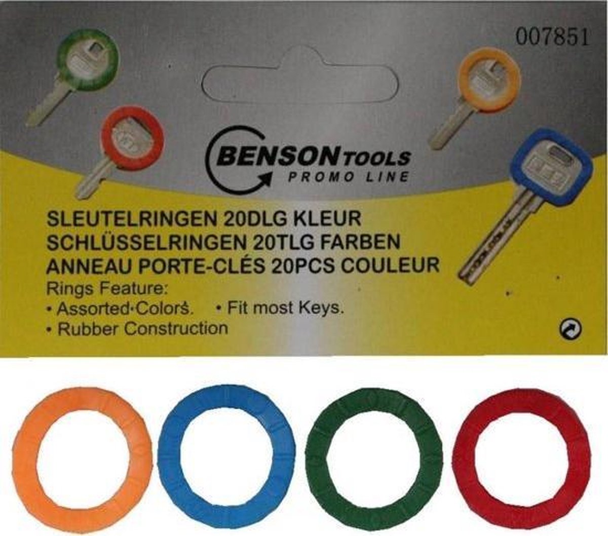Sleutelring Kleur -  Gekleurde Sleutelringen - Sleutelhoes - Hoesjes - Diverse kleuren - 20 stuks - promo line