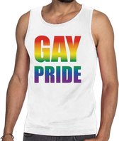 Gay pride tanktop / mouwloos shirt wit voor heren 2XL