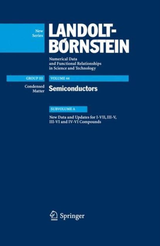 Omslag van New Data and Updates for I VII III V III VI and IV VI Compounds