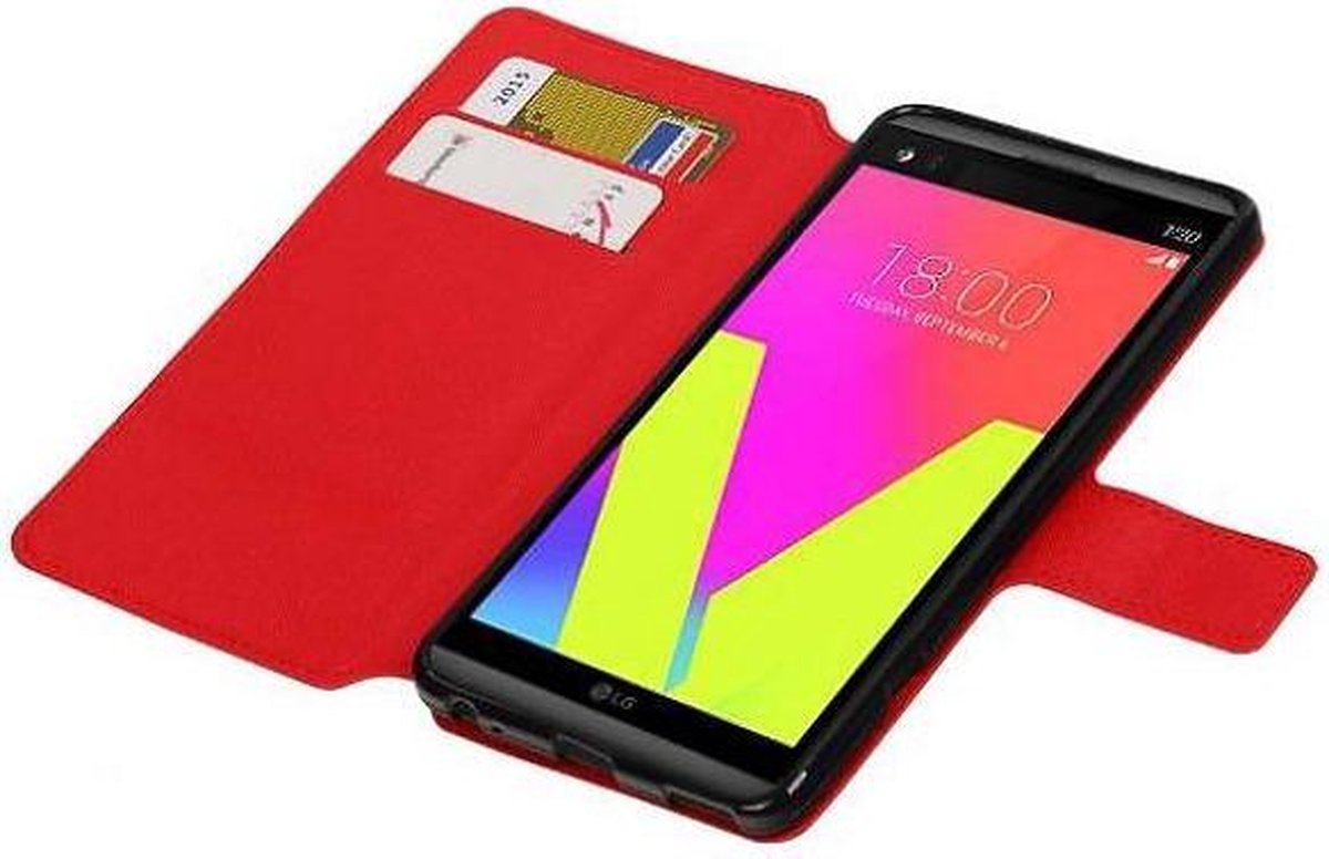 Cross Pattern TPU Bookstyle Wallet Case Hoesjes Geschikt voor LG V20 Rood