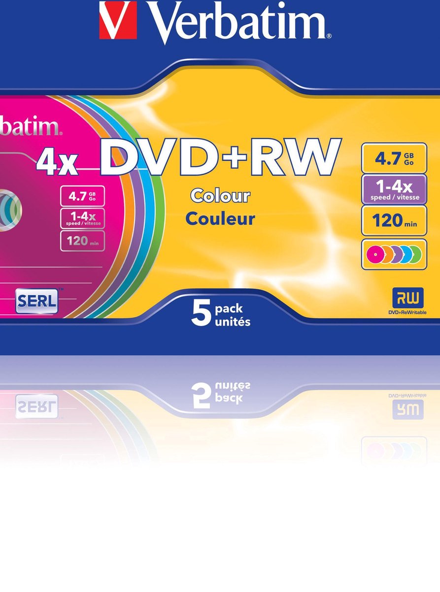 DVD-RW Verbatim Multicolour 5 Units 4x 4,7 GB