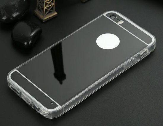 Huis Aanvulling cel geschikt voor Apple Iphone 5 / 5S / SE2016 Siliconen spiegel hoesje (Zwart)  | bol.com