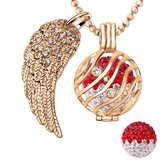 Quiges Engelenroeper 18mm Bolhouder met Ketting 90cm en Bolletje - Dames - Roségoudkleurig Golven - EBS18089