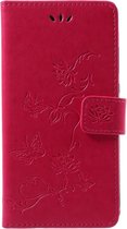 Bloemen & Vlinders Book Case - Geschikt voor Huawei P Smart (2018) Hoesje - Roze