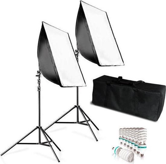 Bresser Fotostudioset - BR-2245 - Incl. 2 Lamphouders & Softboxen - Lampen Apart Instelbaar - Bresser