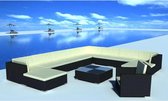 Loungeset poly rattan zwart 35-delig  (incl. Fleecedeken)