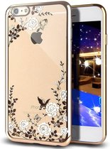 Xssive Flexibele TPU Case met witte bloemetjes Apple iPhone 7 Plus / iPhone 8 Plus - Back Cover - TPU - Gouden Rand