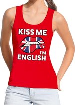 Kiss me I am English tanktop / mouwloos shirt rood dames L