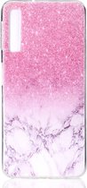 Shop4 - Samsung Galaxy A7 (2018) Hoesje - Zachte Back Case Marmer Roze