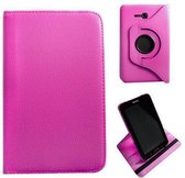 Samsung Galaxy Tab 3 T110 7 Inch Leather 360 Degree Rotating Case Donker Roze Dark Pink