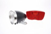 Falkx Retro LED fietsverlichtingsset - koplamp en achterlicht met reflector - inclusief batterijen