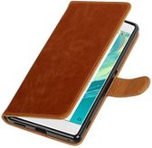 Pull Up TPU PU Leder Bookstyle Wallet Case Hoesjes voor Xperia C6 Bruin