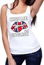 Kiss me I am English tanktop / mouwloos shirt wit dames - feest shirts dames - Engeland kleding L